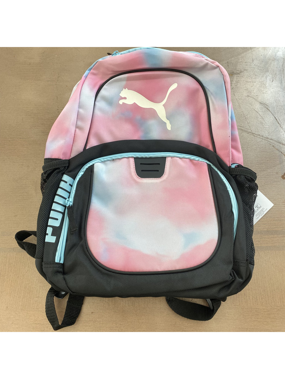 Puma Backpack Pink Blue Tie-Dye Pattern with Multiple Padded